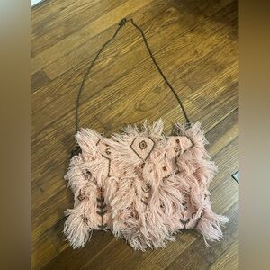 American & Beyond pink crossbody bag with chain strap